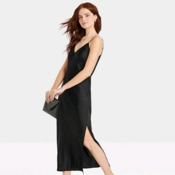 a new day Dresses & Skirts - (41) New Day Black Midi Slip Dress Women's Size XL